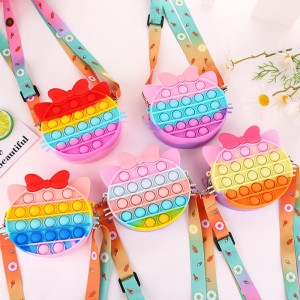 Boble fidget legetøj skulder tasker, silikone pop boble fidget håndtasker
